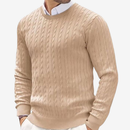 Robin | Men's Crew Neck Cable Knit Sweater - Image 5