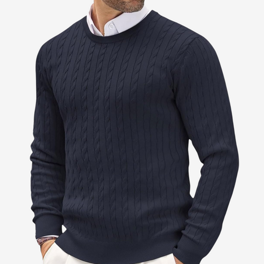 Robin | Men's Crew Neck Cable Knit Sweater - Image 1