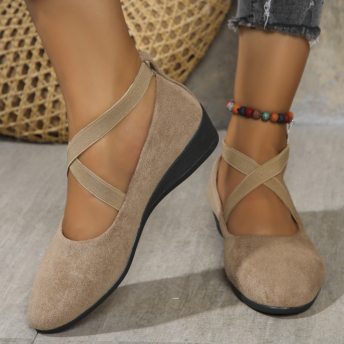 Melinda | Stylish Comfortable Wedge Shoes with Elastic Band - Image 4