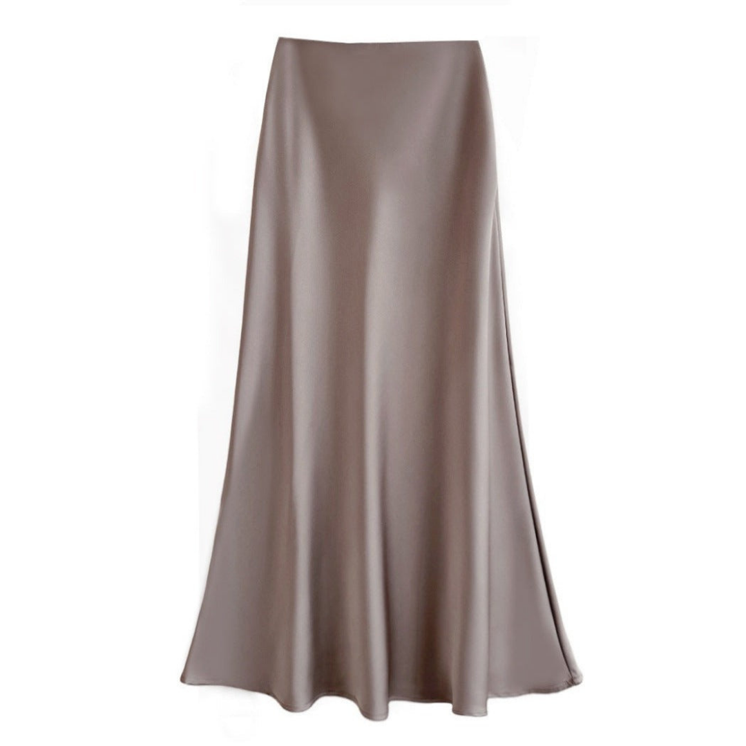 Grace | Elegant satin midi skirt for women - Image 1