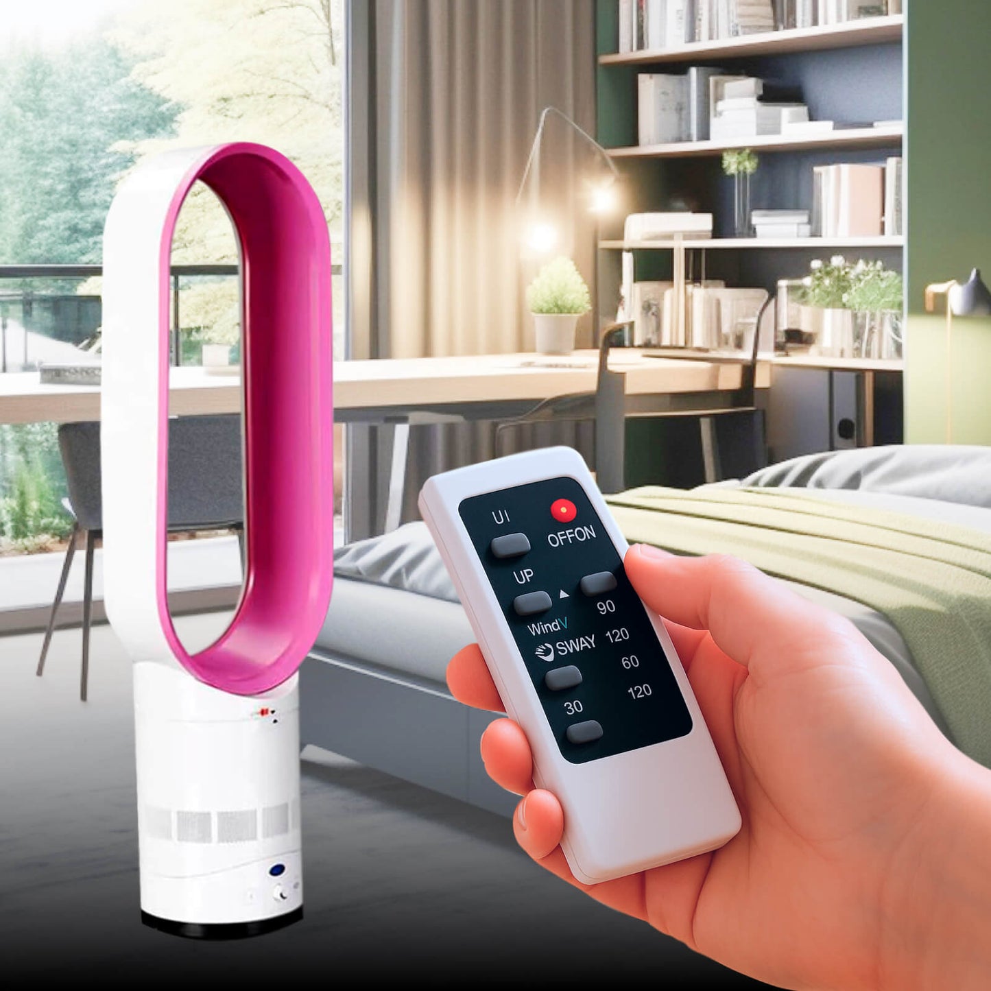 16 Inch Bladeless Fan with Remote – Safe & Sleek Design