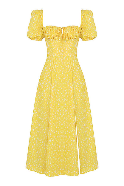 Kiara | Feminine Puff Sleeve Midi Dress - Image 14