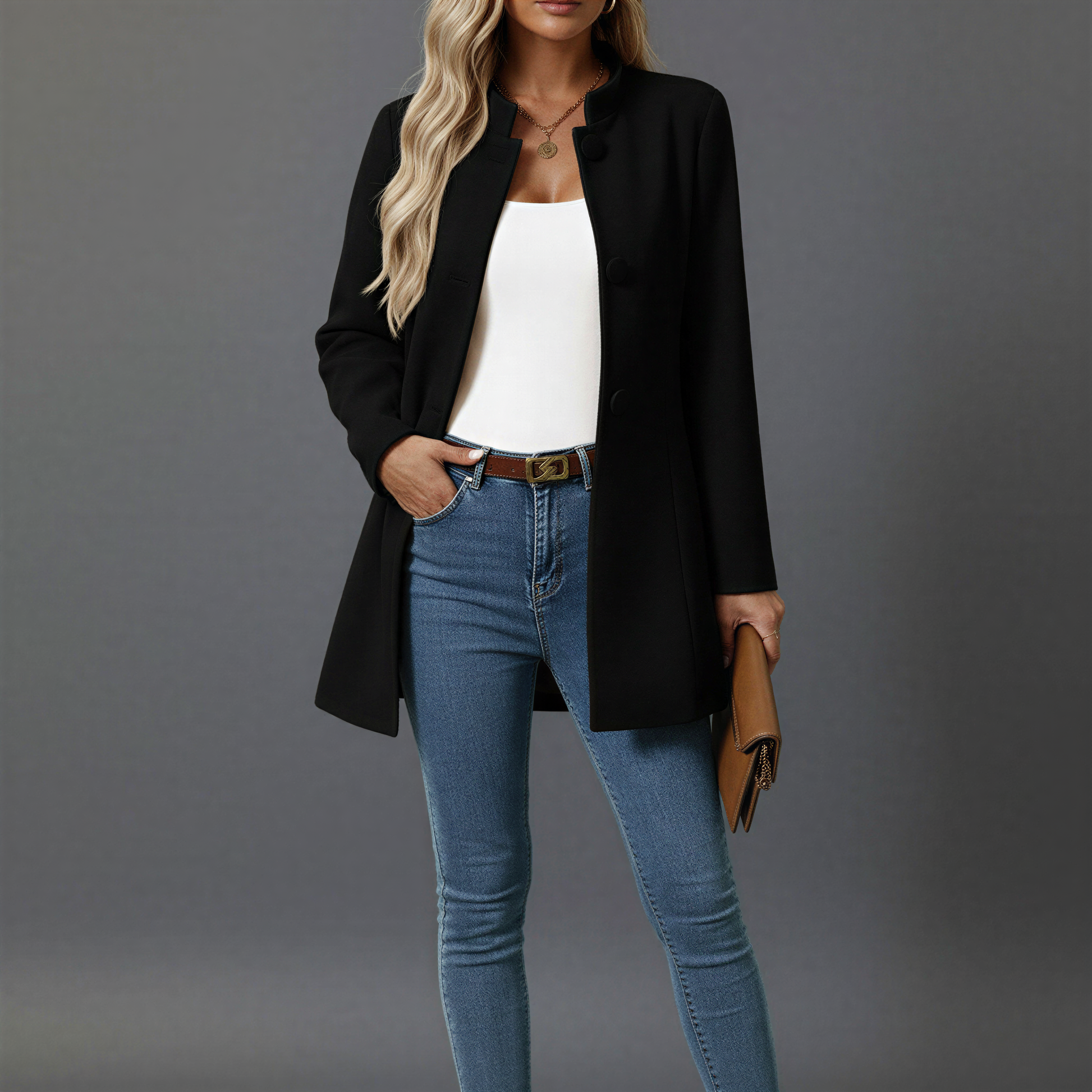 Hallie | Women's Button-Down A-Line Coat - Image 3