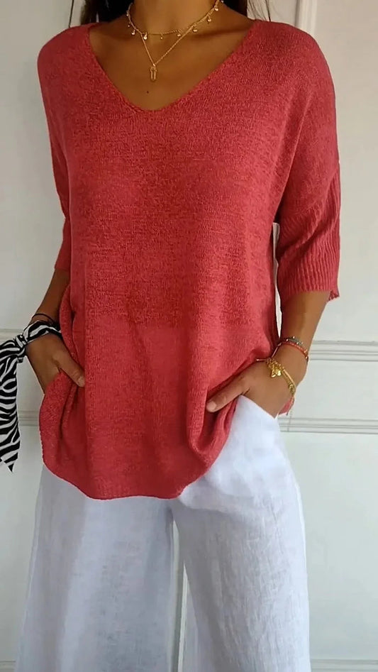Kiara | Women's Oversized V-Neck Sweater Top - Image 1
