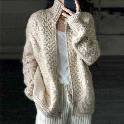 Katelyn | Women's Zip-Up Cable Knit Cardigan - Image 3