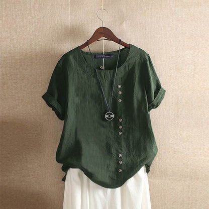 Deborah | Cotton Casual Blouse with Button Detail - Image 1