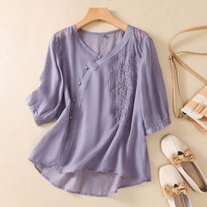 Sue | Elegant Asymmetrical Button Tunic - Image 5