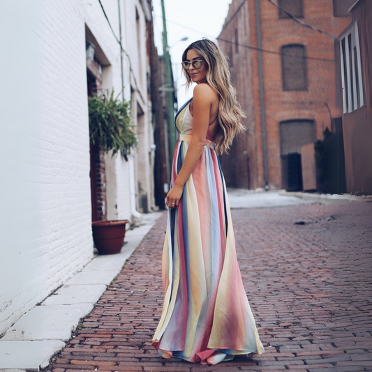 Altivaro | Elegant Summer Maxi Dress with Stripes - Image 1