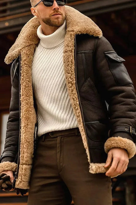 Kendall | Men's Shearling Aviator Jacket - Image 1