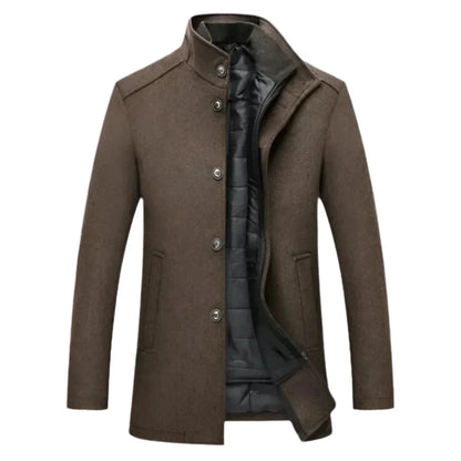 Edward | Men's Mid-Length Stand Collar Overcoat - Image 1