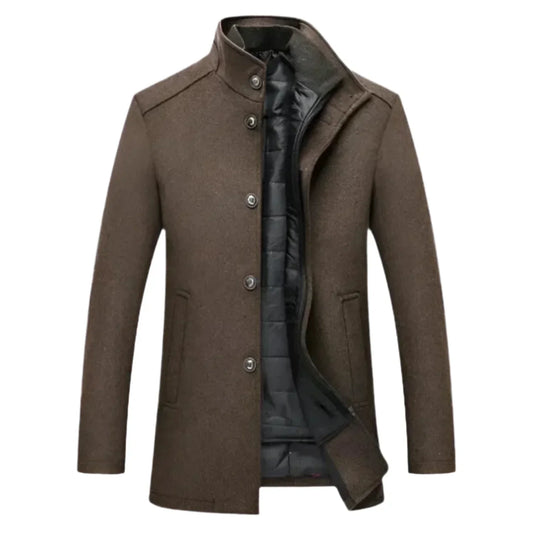 Edward | Men's Mid-Length Stand Collar Overcoat - Image 1