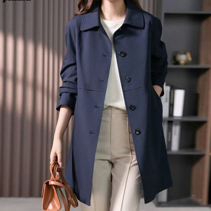 Casey | Women's Long Classic Coat - Image 2