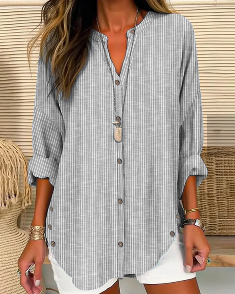 Betty | Stylish Loose Fit Long Sleeve Button-Up Blouse for Women - Image 3