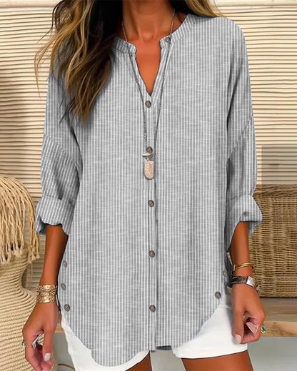 Betty | Stylish Loose Fit Long Sleeve Button-Up Blouse for Women - Image 3