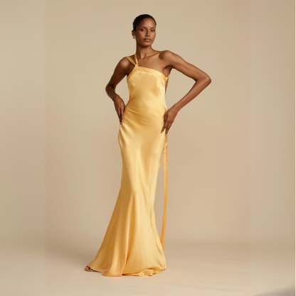 Altivaro | Elegant Yellow One-Shoulder Maxi Dress for Modern Women - Image 2