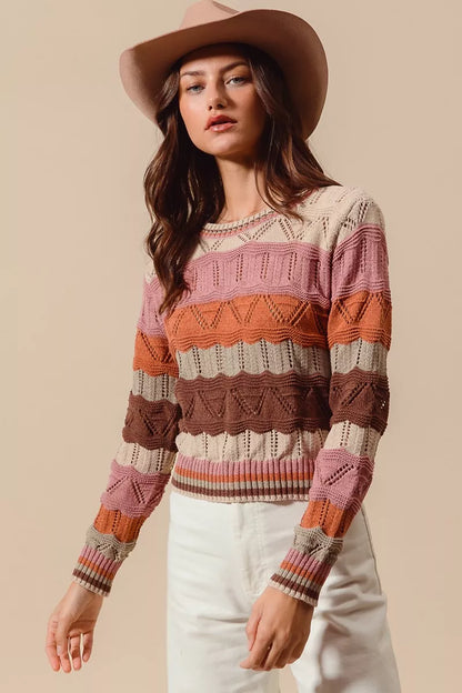 Jamie | Women's Striped Long Sleeve Sweater - Image 8