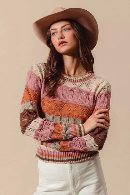 Jamie | Women's Striped Long Sleeve Sweater - Image 3