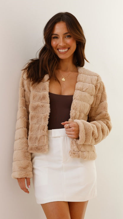Nancy | Women's Cropped Faux Fur Jacket - Image 35