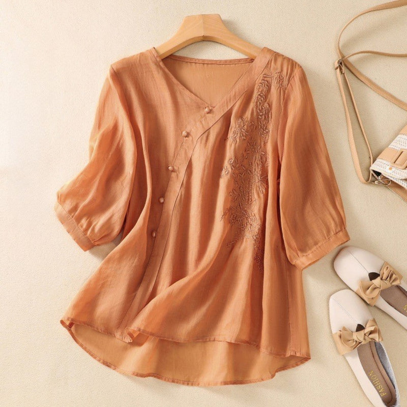 Sue | Elegant Asymmetrical Button Tunic - Image 2