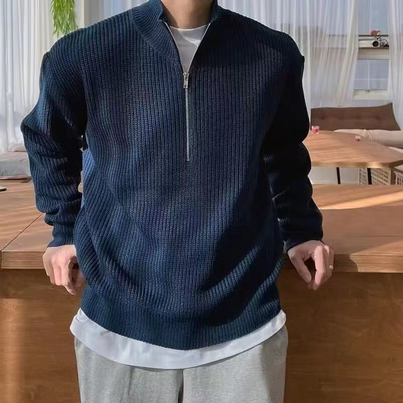 Saul | Men's Quarter-Zip Ribbed Knit Sweater - Image 1