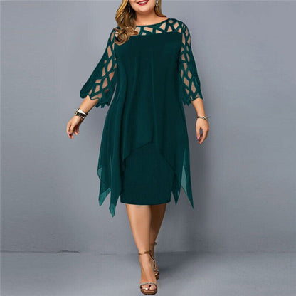 Image of Stephanie | Women's 3/4 Sleeve A-Line Midi Dress