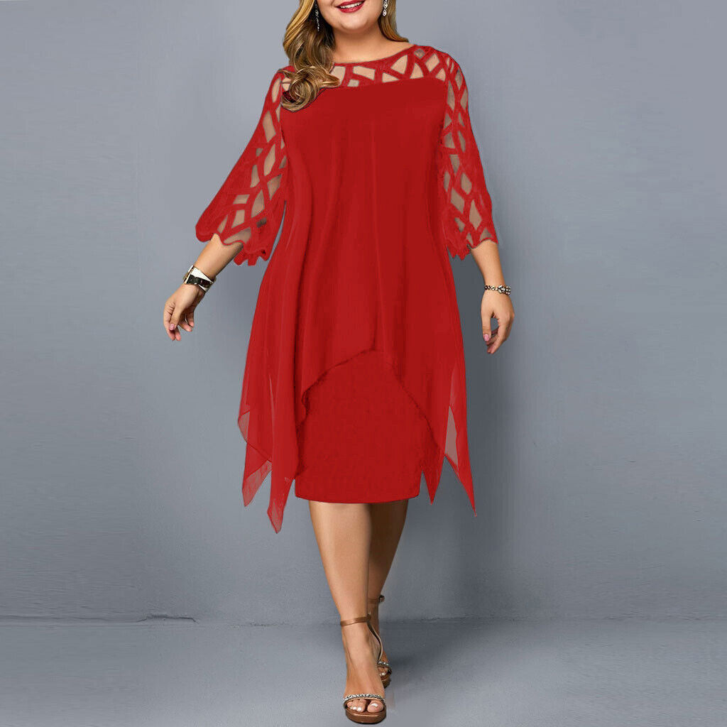 Image of Stephanie | Women's 3/4 Sleeve A-Line Midi Dress