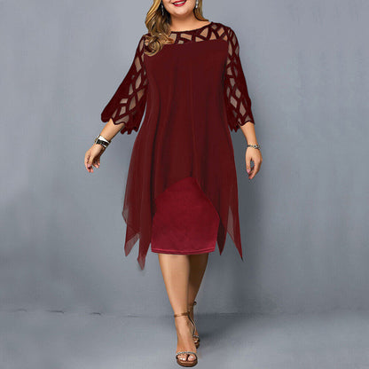 Image of Stephanie | Women's 3/4 Sleeve A-Line Midi Dress