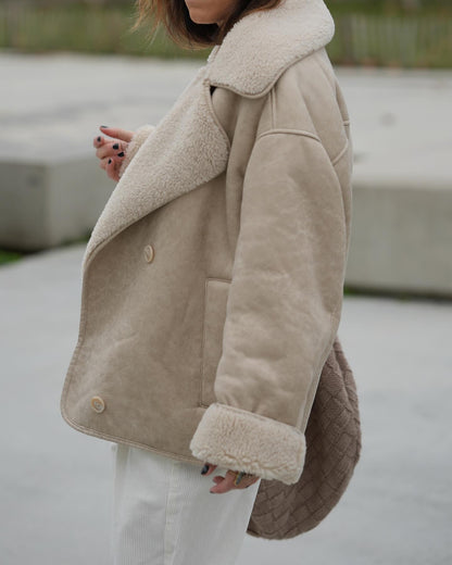 Melissa | Women's Oversized Sherpa Lined Double Breasted Jacket - Image 11