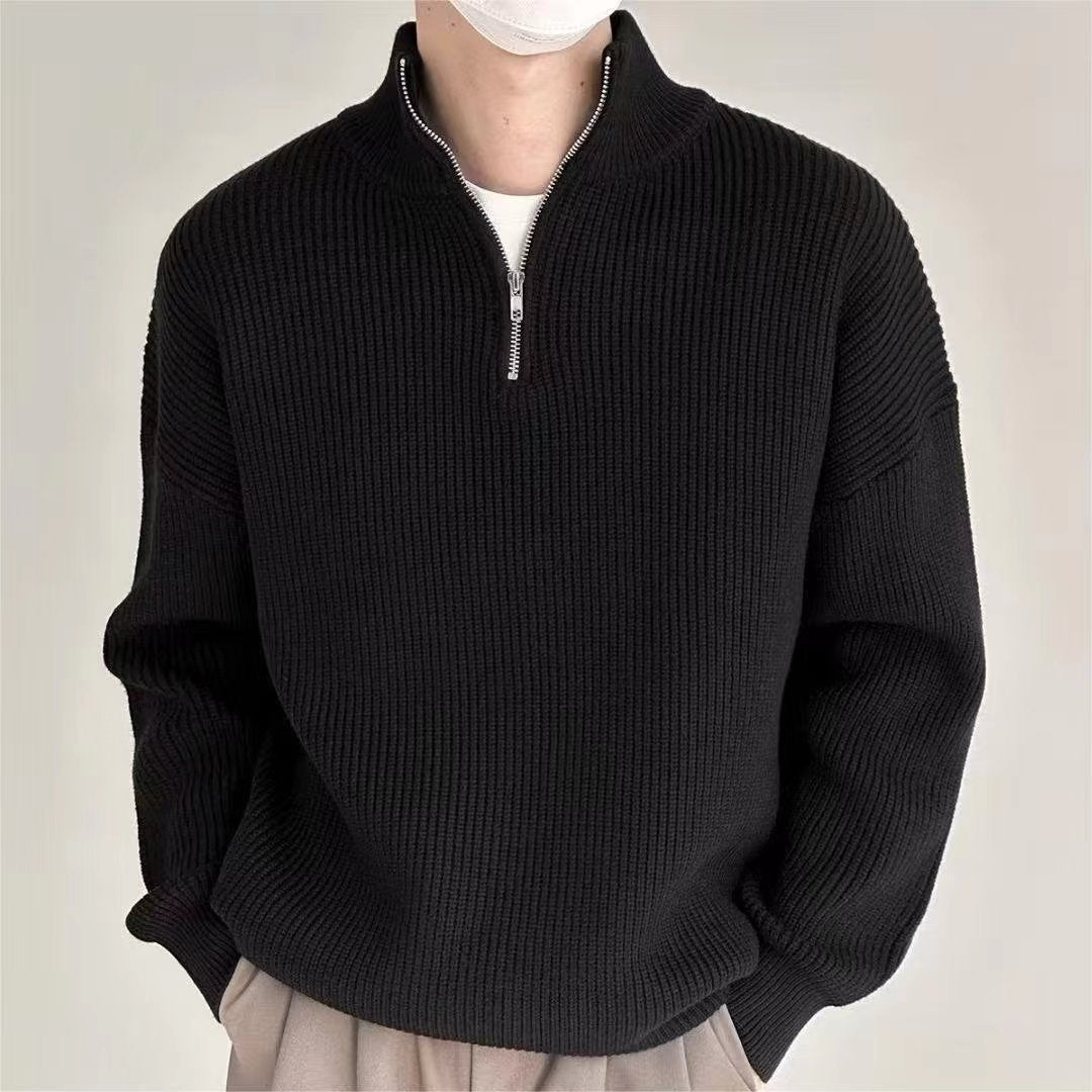 Saul | Men's Quarter-Zip Ribbed Knit Sweater - Image 2