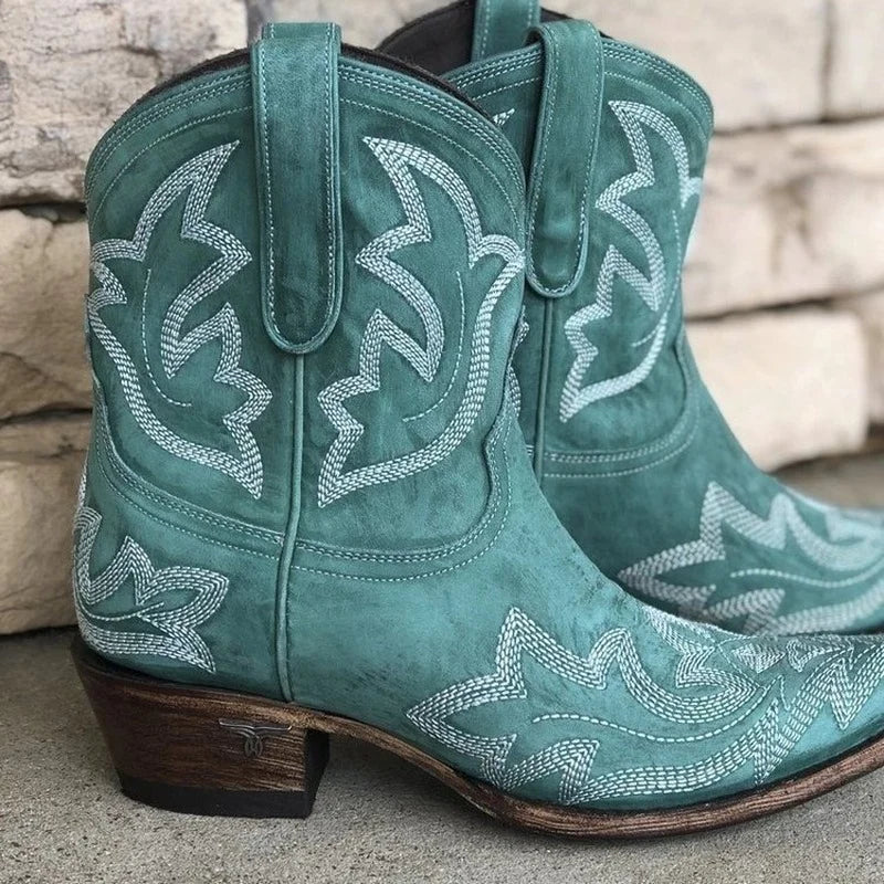 Megan | Women's Embroidered Ankle Cowboy Booties - Image 3