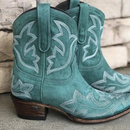 Megan | Women's Embroidered Ankle Cowboy Booties - Image 3