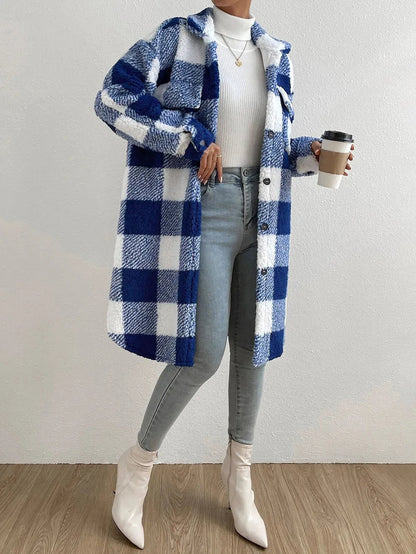 Donna | Women's Oversized Longline Plaid Coat - Image 3