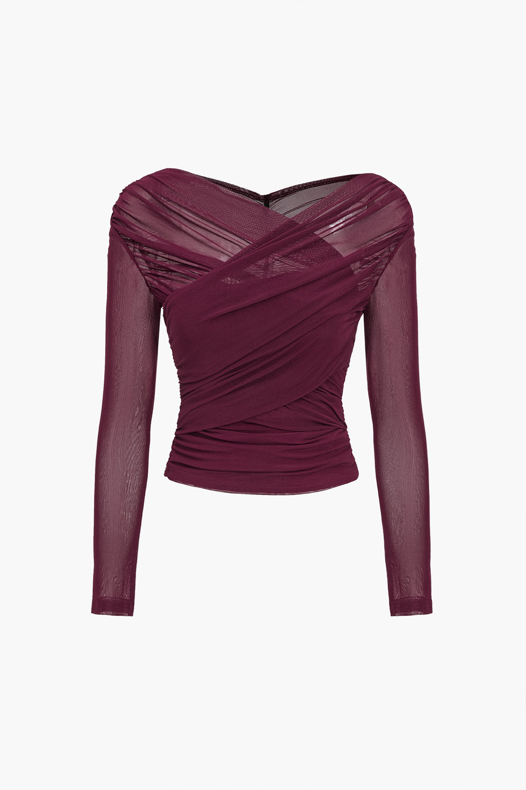 Fern | Women's Ruched Mesh Long Sleeve Top - Image 3