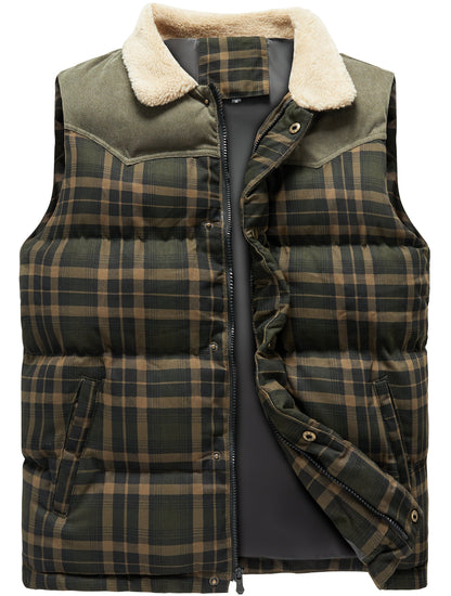 Keith | Men's Plaid Puffer Vest - Image 1
