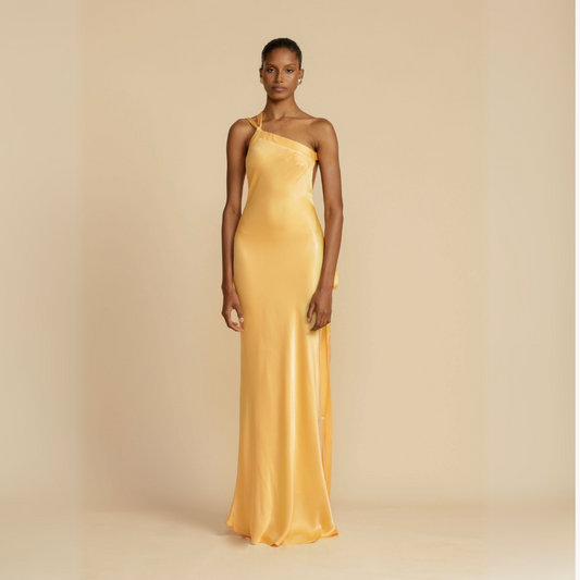 Altivaro | Elegant Yellow One-Shoulder Maxi Dress for Modern Women - Image 1