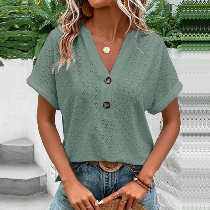 Michelle | Stylish Short-Sleeve Blouse with Buttons for Women - Image 4