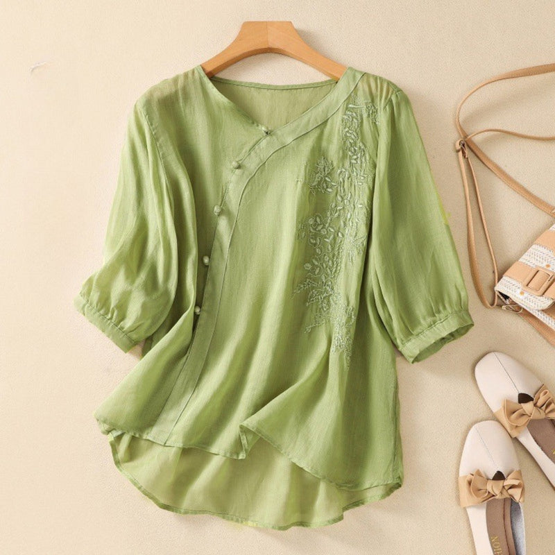 Sue | Elegant Asymmetrical Button Tunic - Image 4