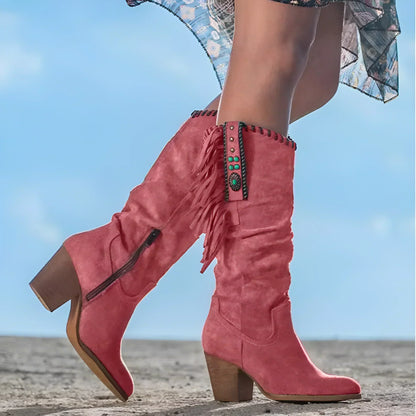 Maria | Women's Knee High Heeled Cowboy Boots - Image 4
