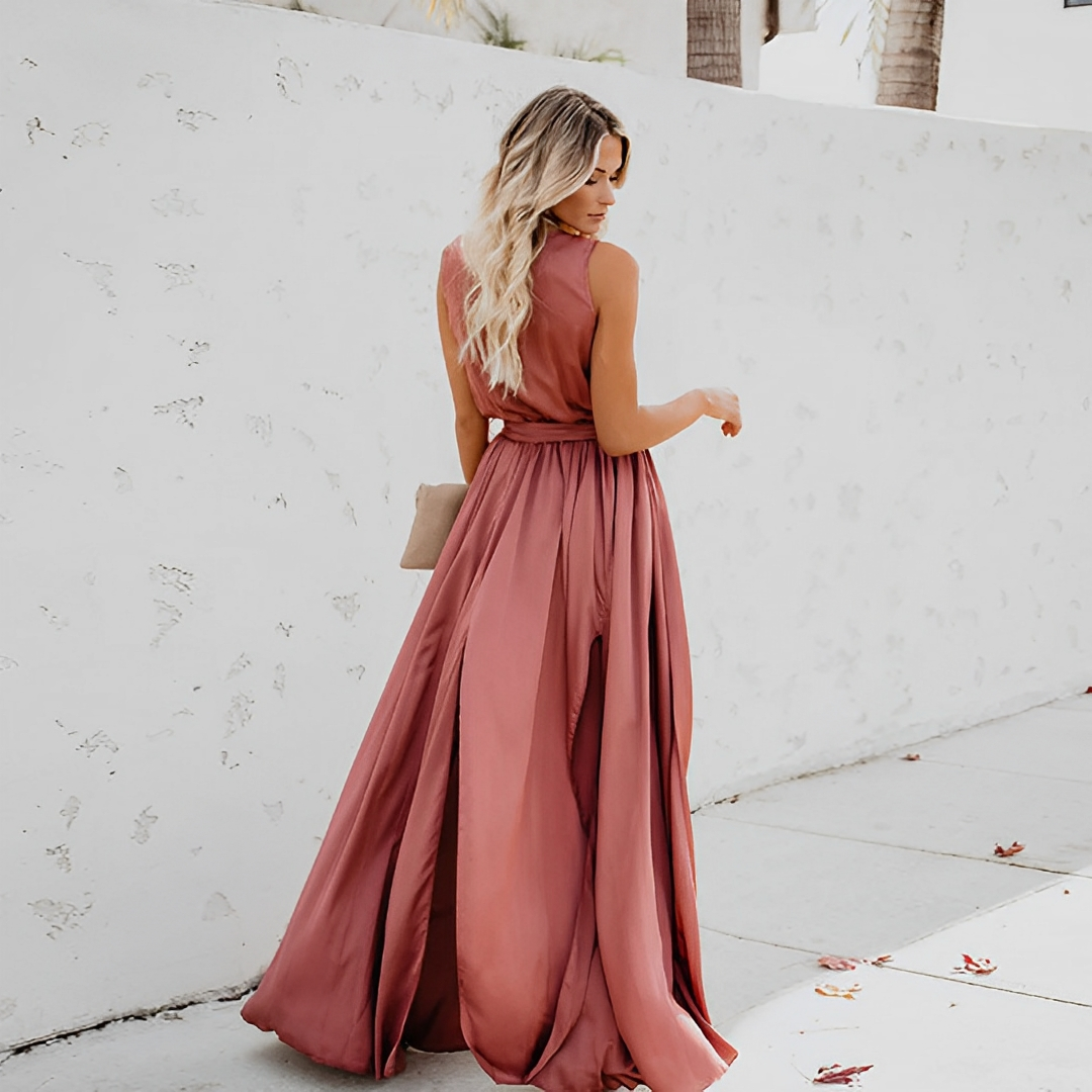 Melissa | Elegant Maxi Dress with Waist Belt for Special Occasions - Image 2