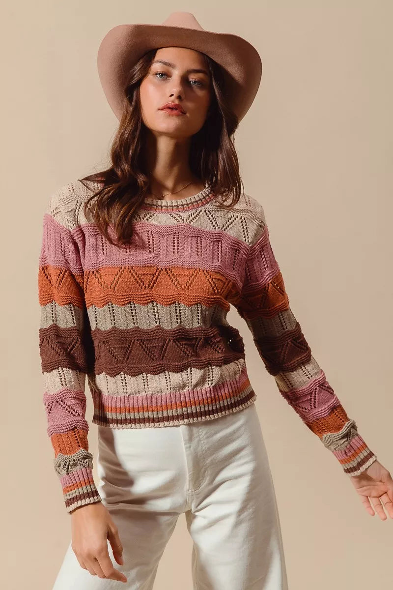Jamie | Women's Striped Long Sleeve Sweater - Image 4