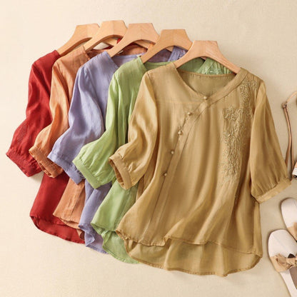 Sue | Elegant Asymmetrical Button Tunic - Image 6