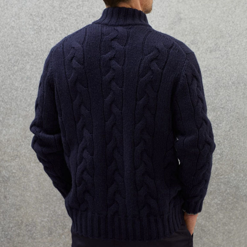 Marco | Men's Zip-Up Cable Knit Sweater - Image 2