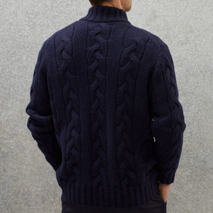 Marco | Men's Zip-Up Cable Knit Sweater - Image 2