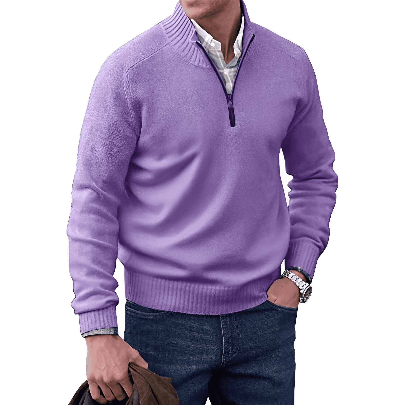 Russell | Men's Quarter-Zip Mock Neck Sweater - Image 8