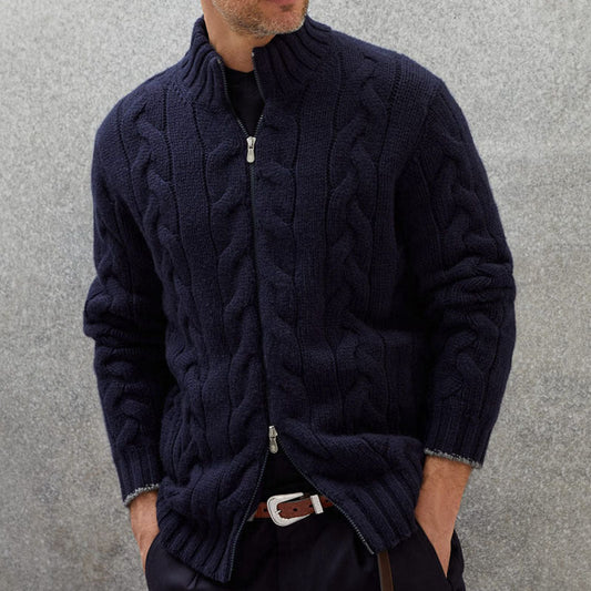 Marco | Men's Zip-Up Cable Knit Sweater - Image 1