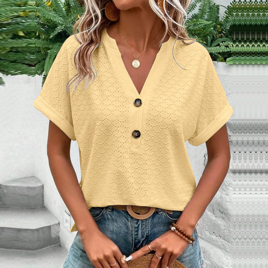 Michelle | Stylish Short-Sleeve Blouse with Buttons for Women - Image 1