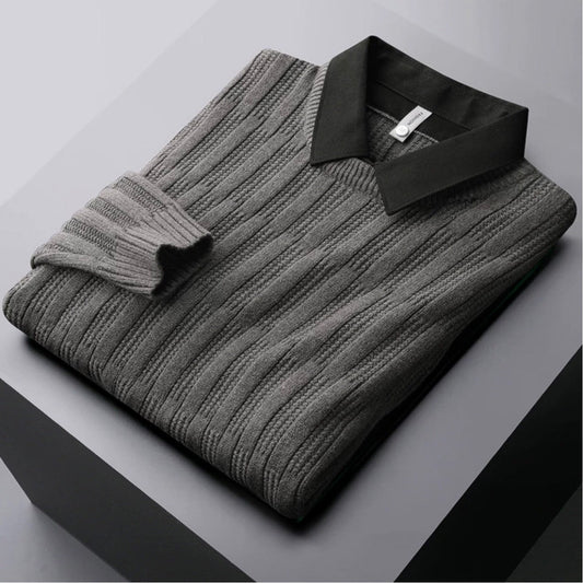 Lenny | Men's Ribbed Polo Collar Sweater - Image 1