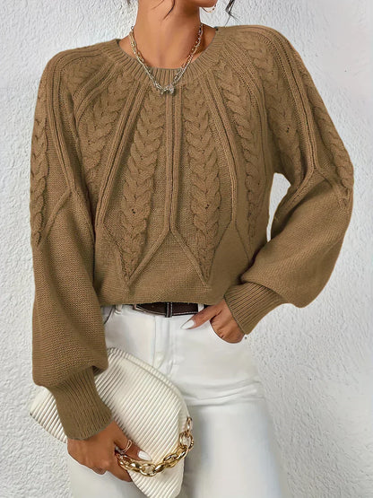 Jillian | Women's Cable Knit Raglan Sleeve Sweater - Image 10