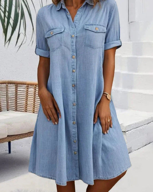 Joanna | Stylish Short Sleeve Button-Up Dress - Image 1