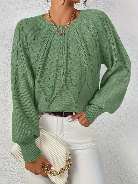 Jillian | Women's Cable Knit Raglan Sleeve Sweater - Image 1